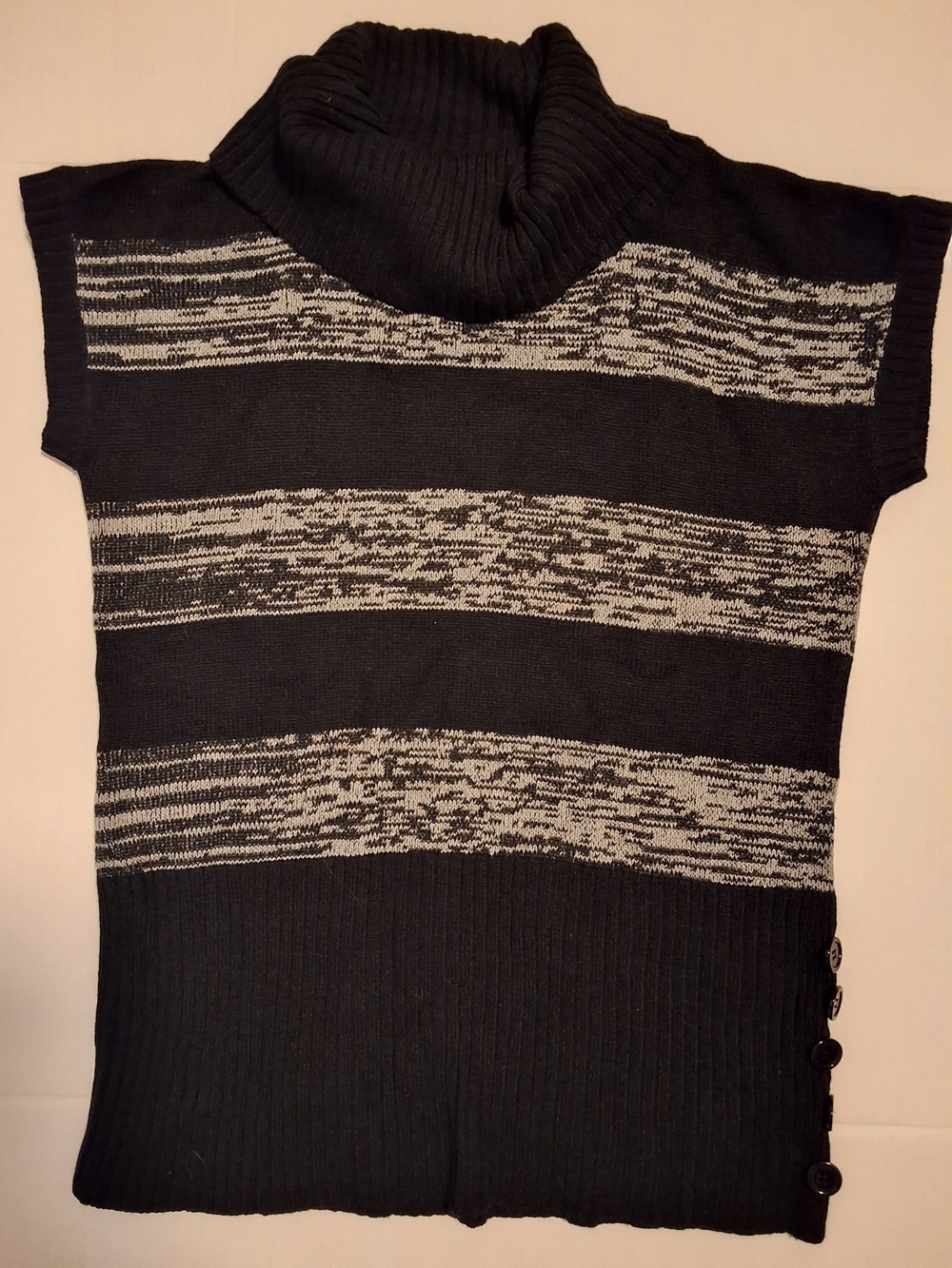 BCBG Black and Gray Sleeveless Turtleneck Sweater